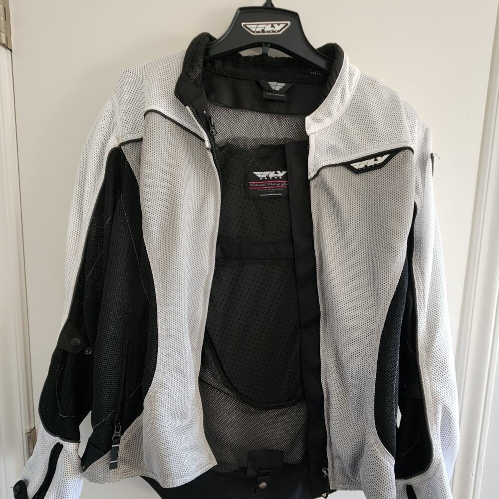 Black and white summer motorcycle jacket